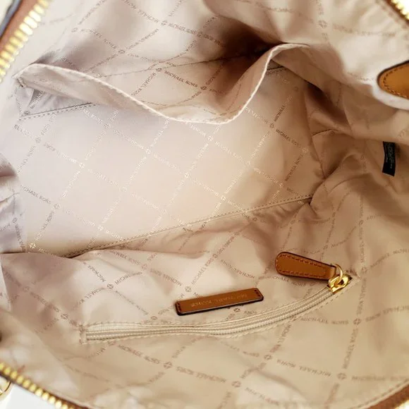 NWOT MICHAEL KORS BROOKE Satchel Handbag Tan Pebbled Leather Medium Shoulder Bag - Picture 8 of 11